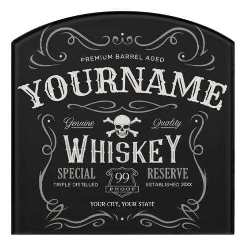 Old Whiskey Label Personalized Vintage Liquor Bar  Door Sign