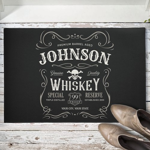 Old Whiskey Label Personalized Vintage Liquor Bar  Doormat