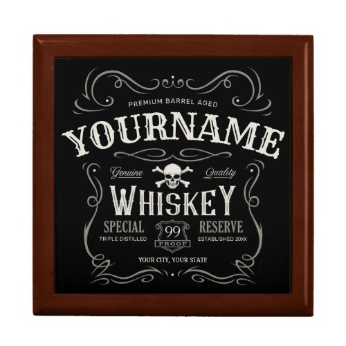 Old Whiskey Label Personalized Vintage Liquor Bar  Gift Box