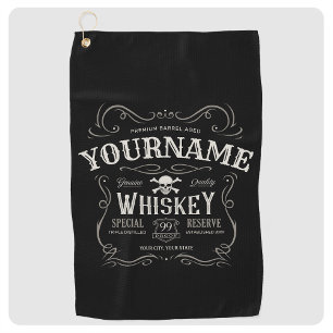 Old Whiskey Label Personalized Vintage Liquor Bar Golf Towel