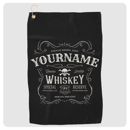 Old Whiskey Label Personalized Vintage Liquor Bar  Golf Towel