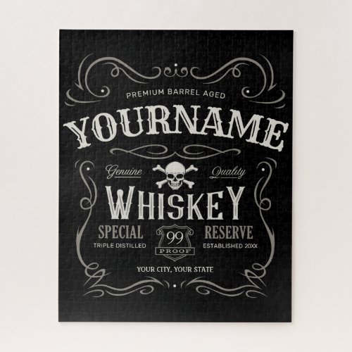 Old Whiskey Label Personalized Vintage Liquor Bar  Jigsaw Puzzle