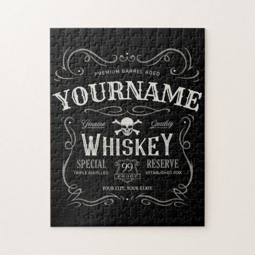 Old Whiskey Label Personalized Vintage Liquor Bar  Jigsaw Puzzle