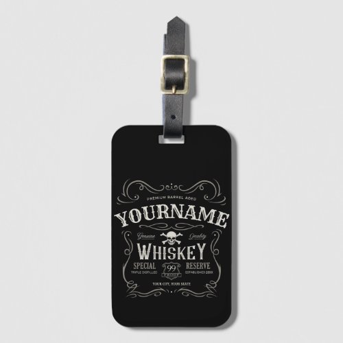 Old Whiskey Label Personalized Vintage Liquor Bar  Luggage Tag