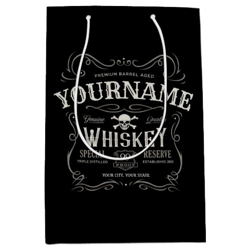 Old Whiskey Label Personalized Vintage Liquor Bar  Medium Gift Bag