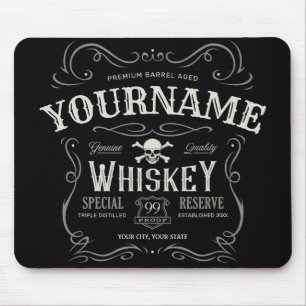 Old Whiskey Label Personalized Vintage Liquor Bar Mouse Pad