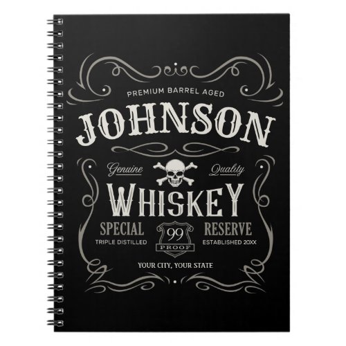 Old Whiskey Label Personalized Vintage Liquor Bar Notebook