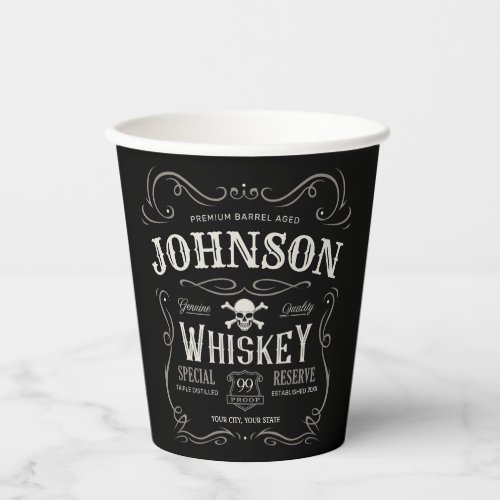 Old Whiskey Label Personalized Vintage Liquor Bar  Paper Cups