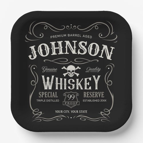 Old Whiskey Label Personalized Vintage Liquor Bar  Paper Plates