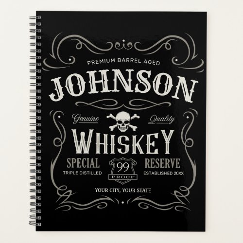 Old Whiskey Label Personalized Vintage Liquor Bar Planner