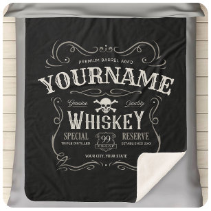Old Whiskey Label Personalized Vintage Liquor Bar Sherpa Blanket