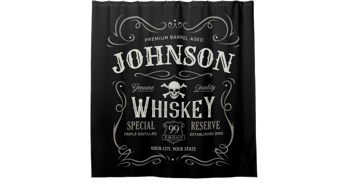 Old Whiskey Label Personalized Vintage Liquor Bar Shower Curtain Zazzle