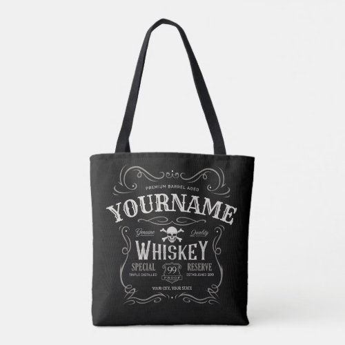 Old Whiskey Label Personalized Vintage Liquor Bar  Tote Bag