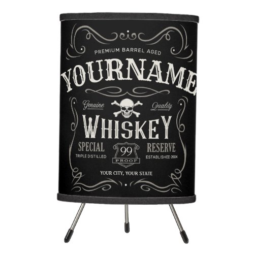 Old Whiskey Label Personalized Vintage Liquor Bar  Tripod Lamp
