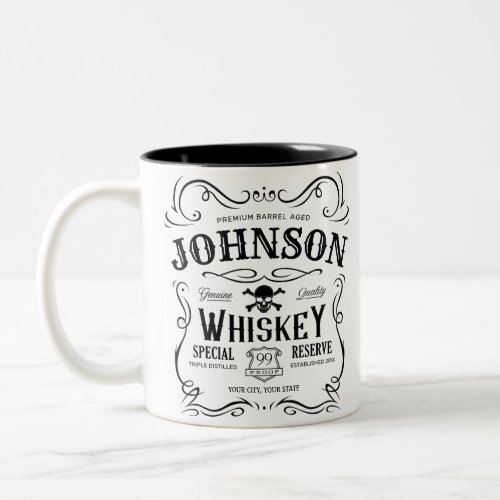 Old Whiskey Label Personalized Vintage Liquor Bar  Two_Tone Coffee Mug