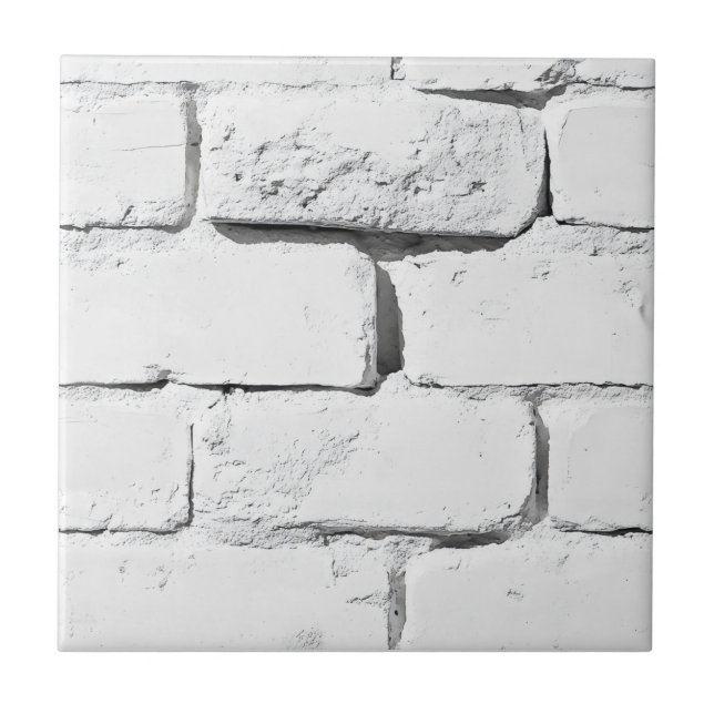 Old White Brick Pattern Ceramic Tile (Front)