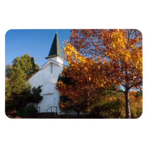 Old White Church in Autumn Magnet