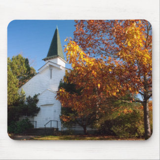Old White Church in Autumn Mouse Pad