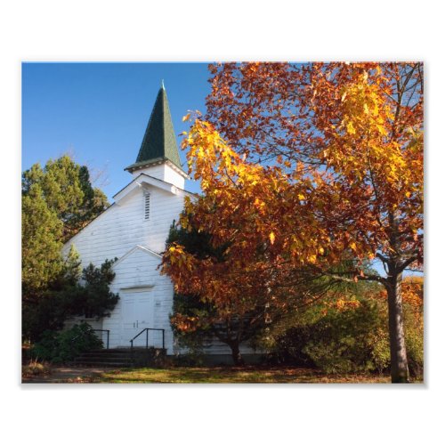Old White Church in Autumn Photo Print