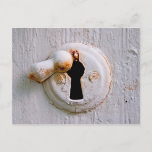 Old white keyhole postcard