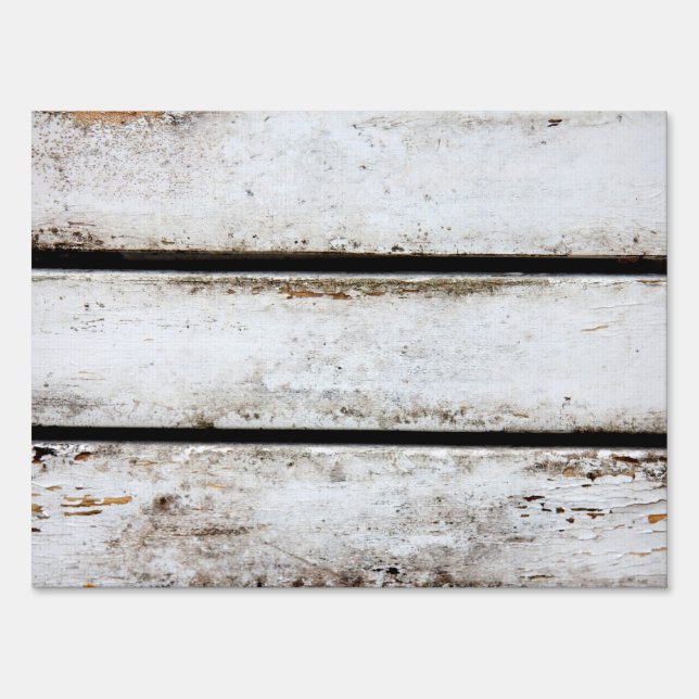 Old white wood yard sign (Front)