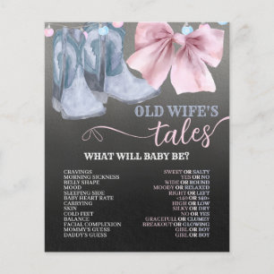 Old wife's tales Game for cowboy gender reveal.