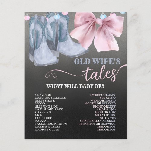 Old wifes tales Game for cowboy gender reveal