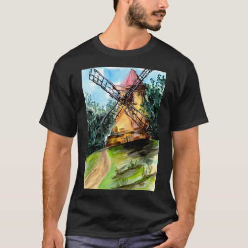 Old Windmill on  the Hill T_Shirt