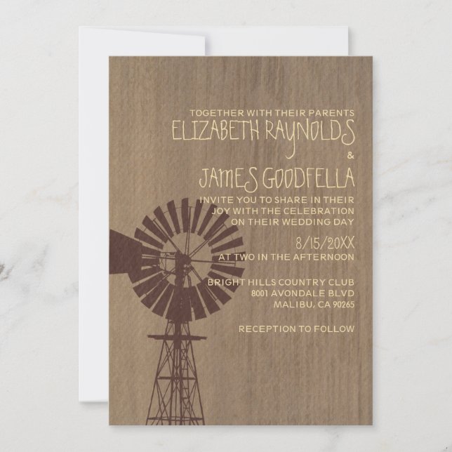 Old Windmill Wedding Invitations (Front)
