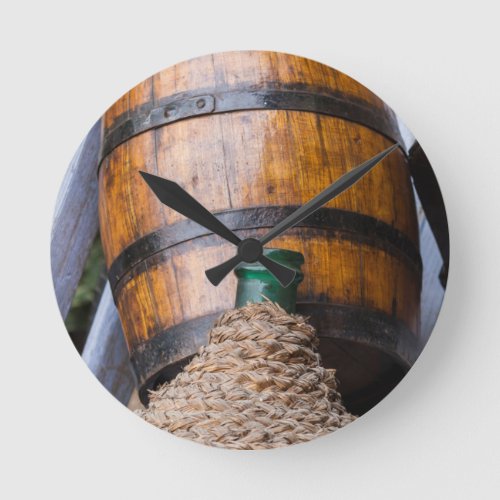 old wine barrel round clock