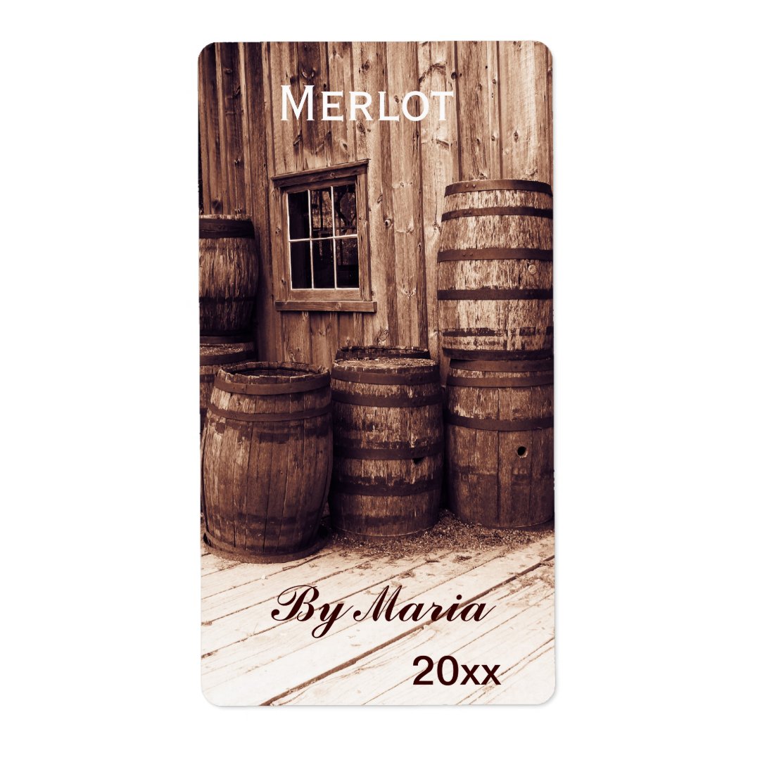 old wine barrels wine bottle label Zazzle
