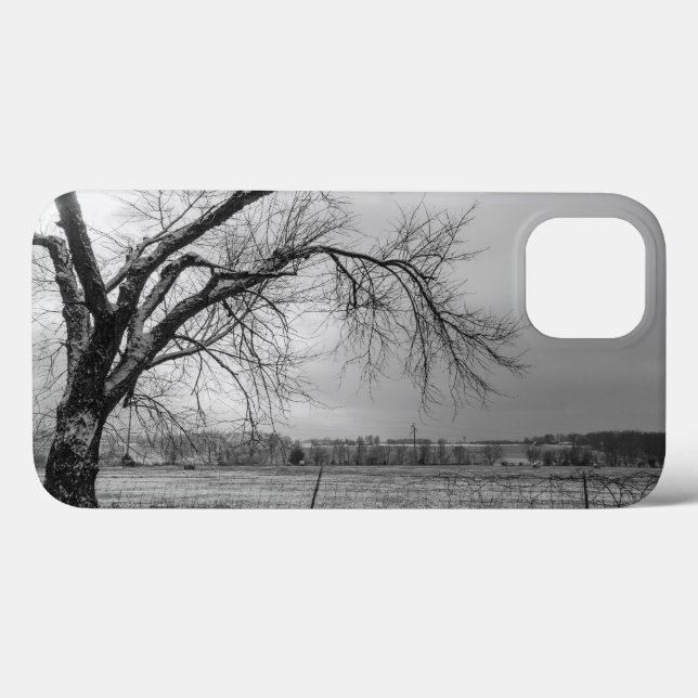 Old Winter Tree Grayscale iPhone Case (Back (Horizontal))