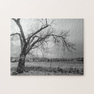 Old Winter Tree Grayscale Puzzle