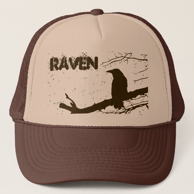 Old Wise Raven on the Tree  Trucker Hat (Front)