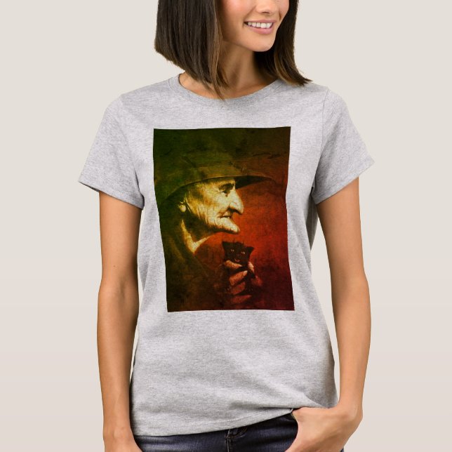 Old Witch And Familiar T-Shirt (Front)