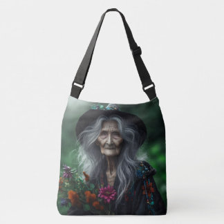 Old Witch Gathering Herbs for Potions  Crossbody Bag