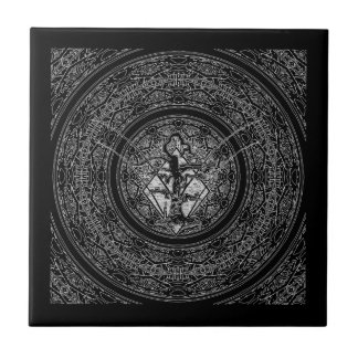 Old Withered Black & White Negative Abstract Tree Ceramic Tile