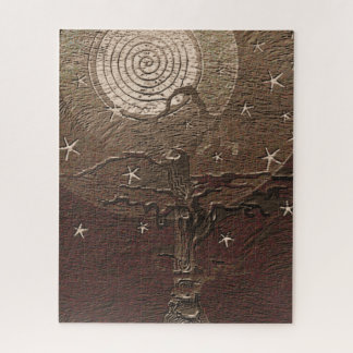 Old Withered Tree Moon & Stars Abstract B Jigsaw Puzzle