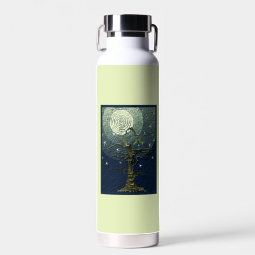 Old Withered Tree Moon  Stars  Y Water Bottle