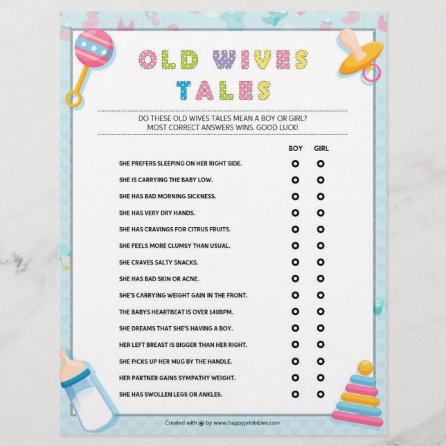 Old Wives Tales [Baby Basics Blue] Letterhead (Front)