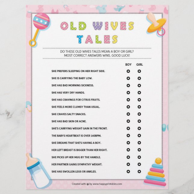 Old Wives Tales [Baby Basics Pink] Letterhead (Front)