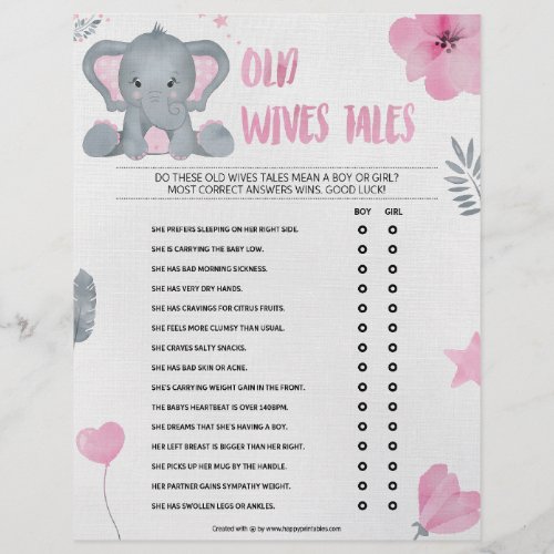 Old Wives Tales Baby Elephant Pink Letterhead
