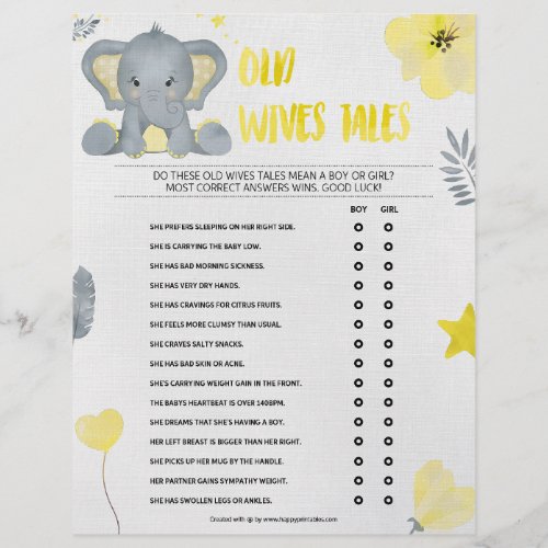Old Wives Tales Baby Elephant Yellow Letterhead