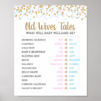 Old Wives Tales Baby Gender Reveal Game Poster