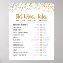 Old Wives Tales Baby Gender Reveal Game Poster