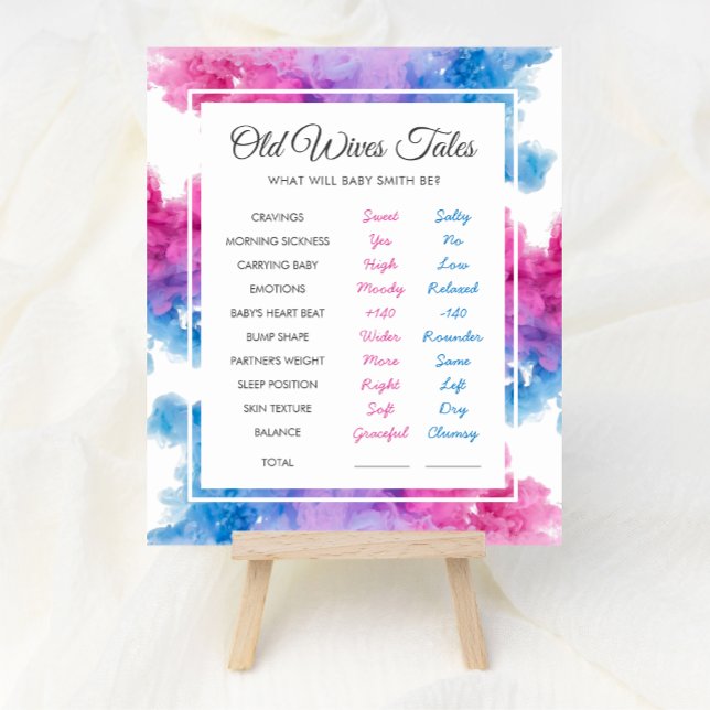 Old Wives Tales Baby Gender Reveal Party Game  Poster (Creator Uploaded)
