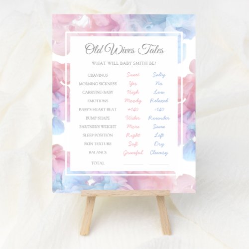 Old Wives Tales Baby Gender Reveal Party Game  Poster