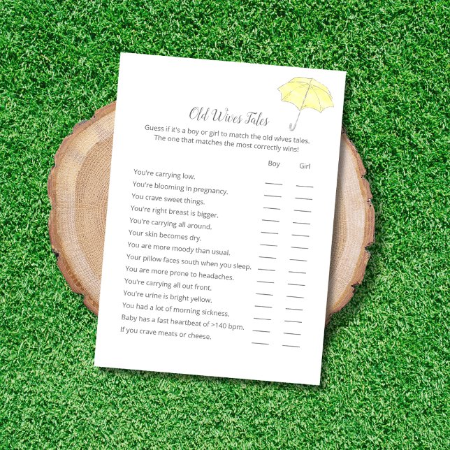 Old Wives Tales Baby Sprinkle Game Card (Creator Uploaded)