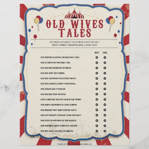Old Wives Tales Circus Theme Letterhead