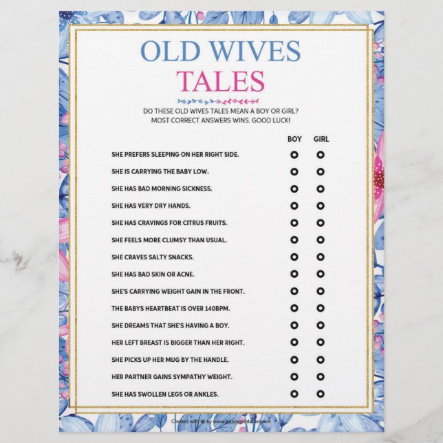 Old Wives Tales [Floral Watercolors] Letterhead (Front)